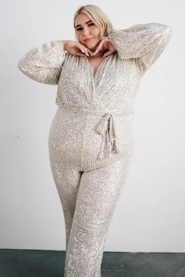 Women Brussels Sequin Jumpsuit Cream Baltic Born Jumpsuits and Rompers