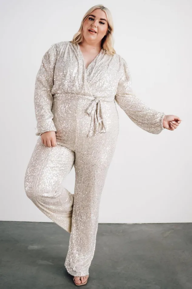 Women Brussels Sequin Jumpsuit Cream Baltic Born Jumpsuits and Rompers