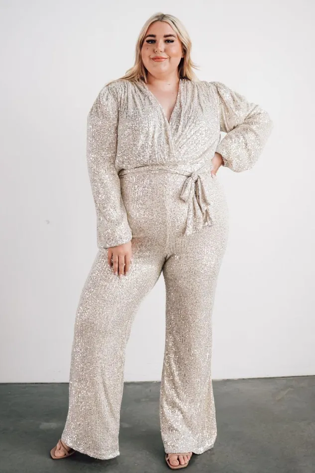 Women Brussels Sequin Jumpsuit Cream Baltic Born Jumpsuits and Rompers