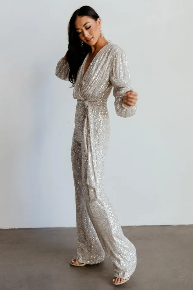 Women Brussels Sequin Jumpsuit Cream Baltic Born Jumpsuits and Rompers
