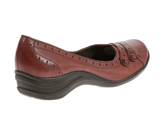 Women Burlesque Dark Red Leather Walking Shoes Hush Puppies