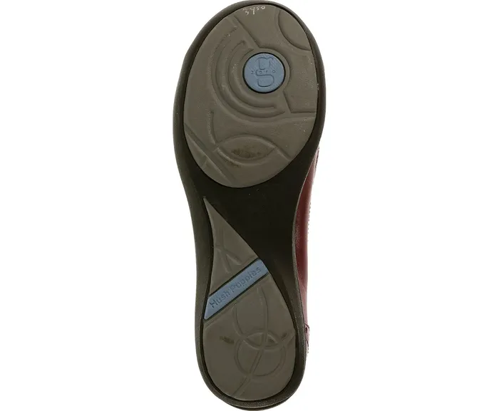 Women Burlesque Dark Red Leather Walking Shoes Hush Puppies