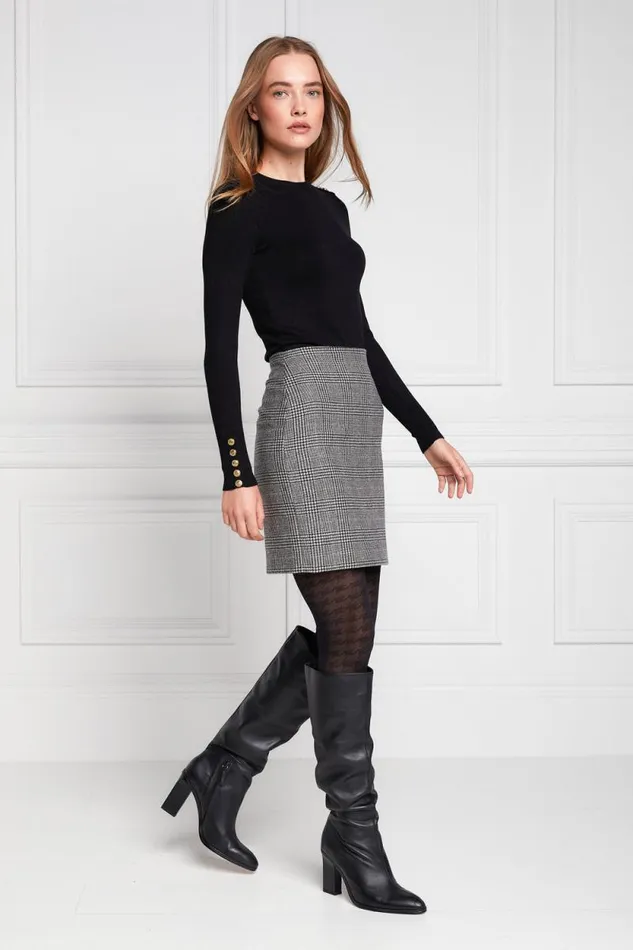 Women Buttoned Knit Crew Neck Black Holland Cooper Knitwear Women Buttoned Knit Crew Neck Black Holland Cooper Knitwear