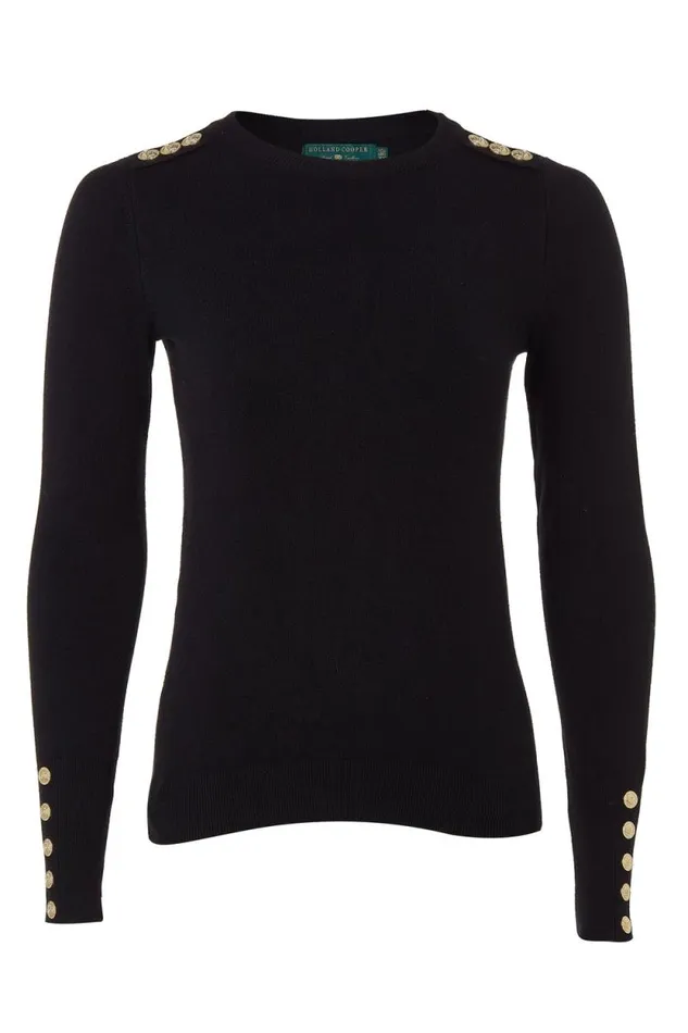 Women Buttoned Knit Crew Neck Black Holland Cooper Knitwear Women Buttoned Knit Crew Neck Black Holland Cooper Knitwear