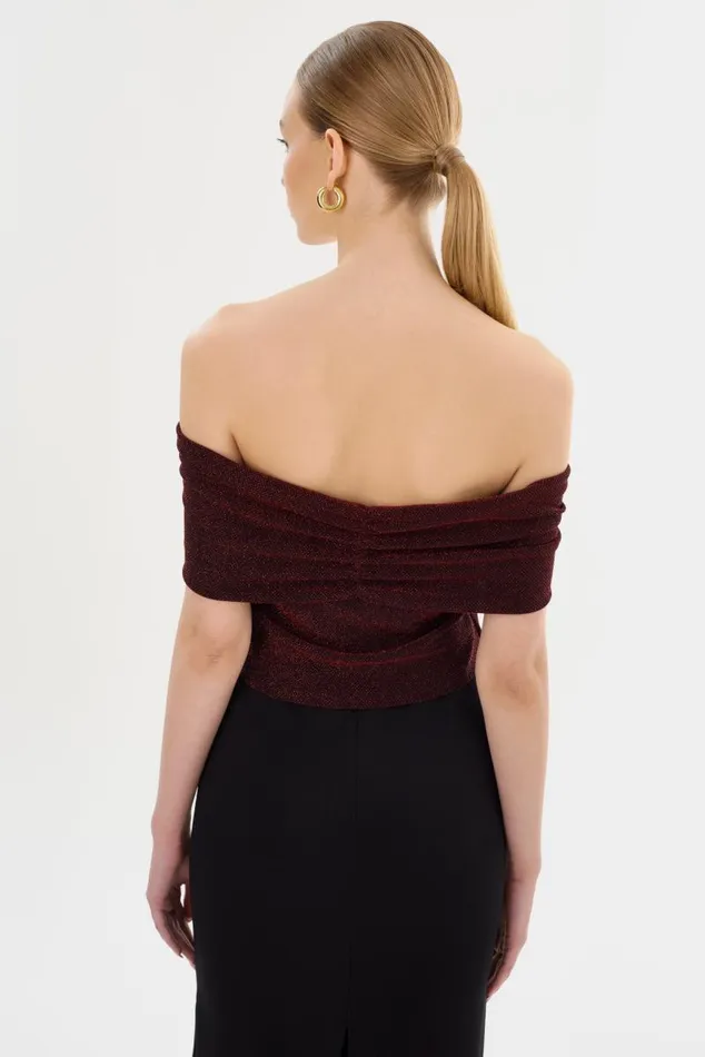 Women CAMELIA Lurex Knit Top Red LAMARQUE Tops Women CAMELIA Lurex Knit Top Red LAMARQUE Tops