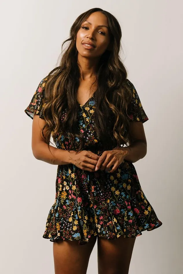 Women Candy Romper Black Floral Baltic Born Jumpsuits and Rompers Women Candy Romper Black Floral Baltic Born Jumpsuits and Rompers