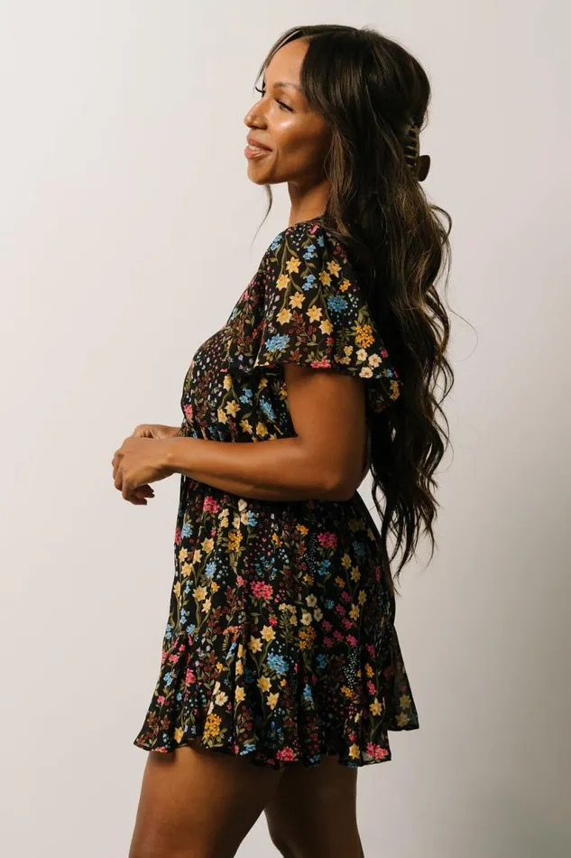 Women Candy Romper Black Floral Baltic Born Jumpsuits and Rompers Women Candy Romper Black Floral Baltic Born Jumpsuits and Rompers