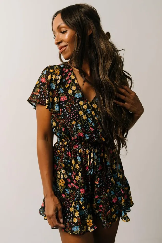 Women Candy Romper Black Floral Baltic Born Jumpsuits and Rompers Women Candy Romper Black Floral Baltic Born Jumpsuits and Rompers