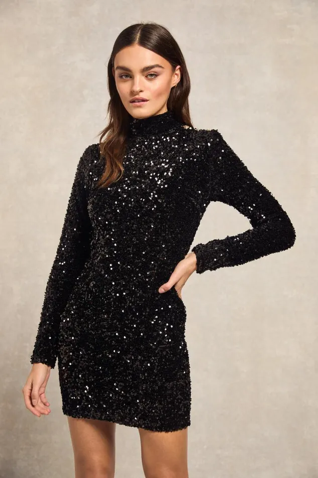 Women Cara Sequin Mini Dress Black Sequin Holland Cooper Dresses Women Cara Sequin Mini Dress Black Sequin Holland Cooper Dresses