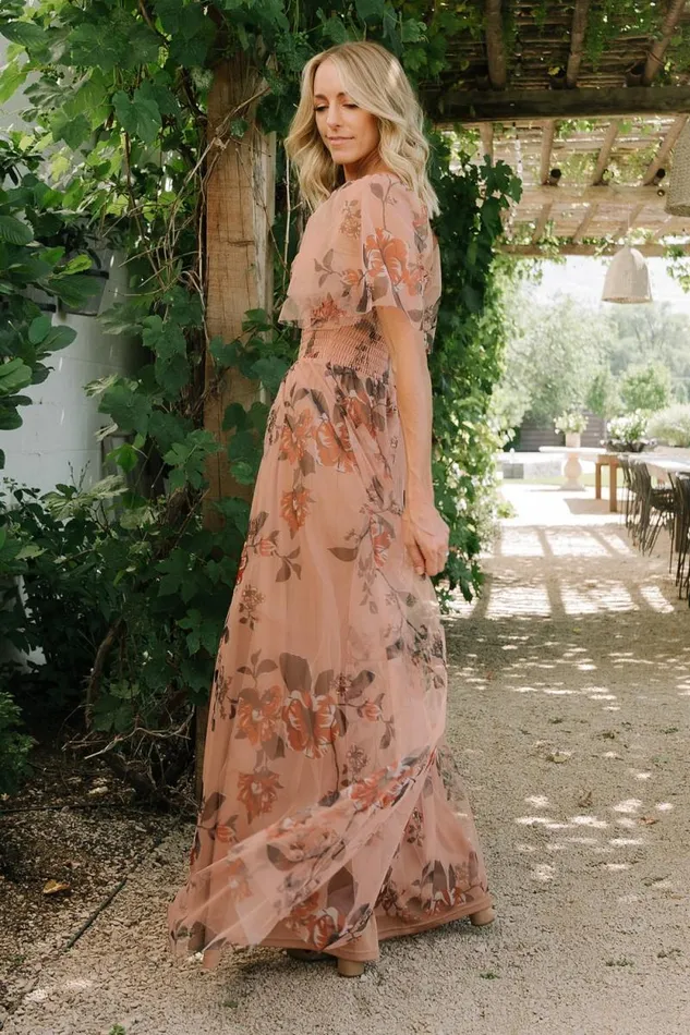 Women Cassandra Tulle Maxi Dress Copper Floral Baltic Born Tulle Styles Women Cassandra Tulle Maxi Dress Copper Floral Baltic Born Tulle Styles