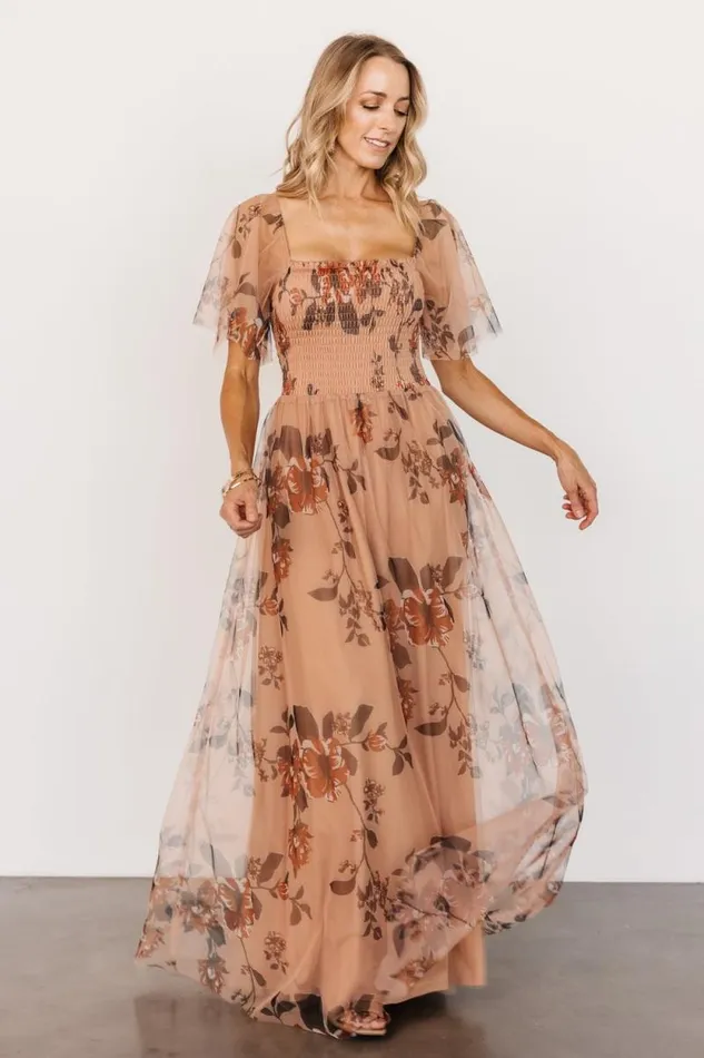 Women Cassandra Tulle Maxi Dress Copper Floral Baltic Born Tulle Styles Women Cassandra Tulle Maxi Dress Copper Floral Baltic Born Tulle Styles