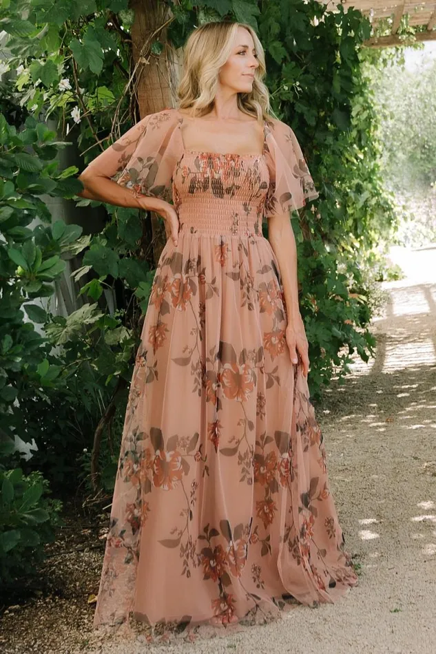 Women Cassandra Tulle Maxi Dress Copper Floral Baltic Born Tulle Styles Women Cassandra Tulle Maxi Dress Copper Floral Baltic Born Tulle Styles