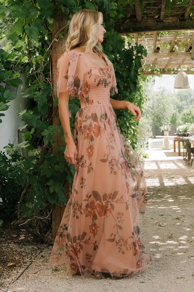 Women Cassandra Tulle Maxi Dress Copper Floral Baltic Born Tulle Styles Women Cassandra Tulle Maxi Dress Copper Floral Baltic Born Tulle Styles