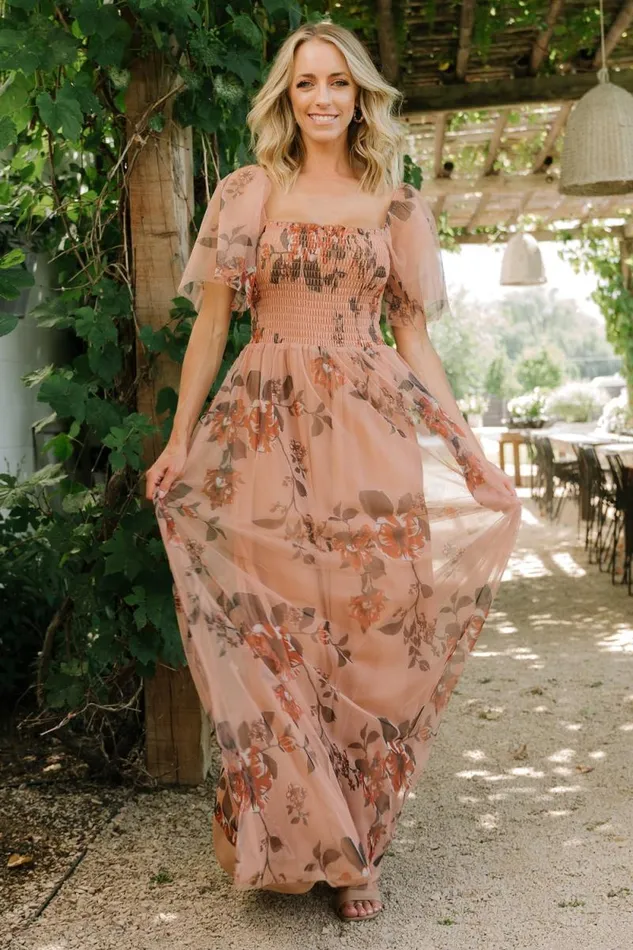 Women Cassandra Tulle Maxi Dress Copper Floral Baltic Born Tulle Styles Women Cassandra Tulle Maxi Dress Copper Floral Baltic Born Tulle Styles