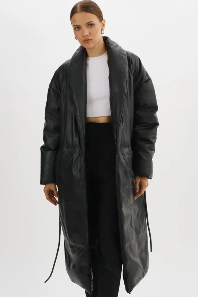 Women CATALINA Oversized Leather Blanket Coat Black LAMARQUE Leather Jackets Women CATALINA Oversized Leather Blanket Coat Black LAMARQUE Leather Jackets