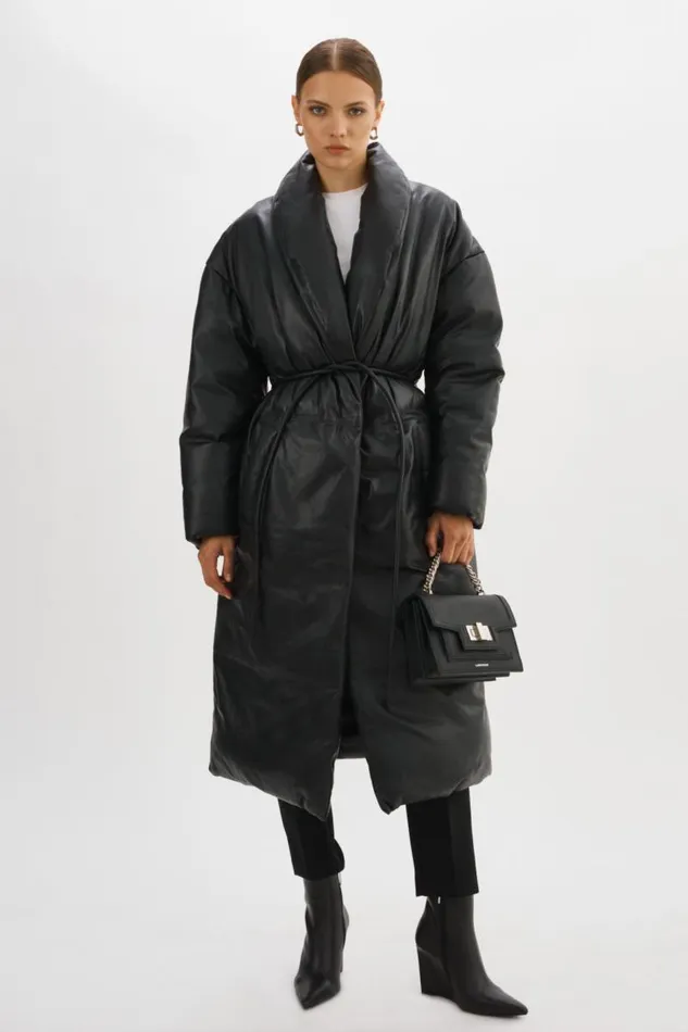 Women CATALINA Oversized Leather Blanket Coat Black LAMARQUE Leather Jackets Women CATALINA Oversized Leather Blanket Coat Black LAMARQUE Leather Jackets