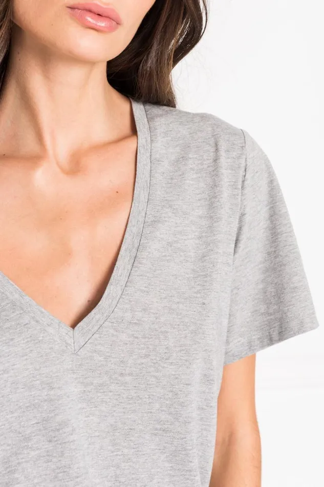 Women CECILIA Deep Vneck Tee Heather Grey LAMARQUE Tops Women CECILIA Deep Vneck Tee Heather Grey LAMARQUE Tops