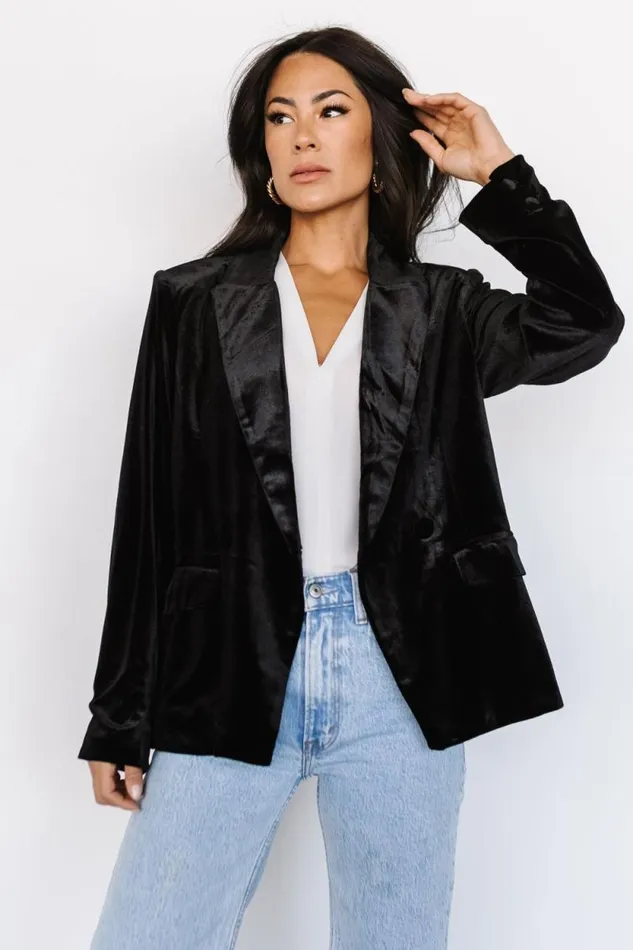 Women Centennial Velvet Blazer Black Baltic Born Outerwear
