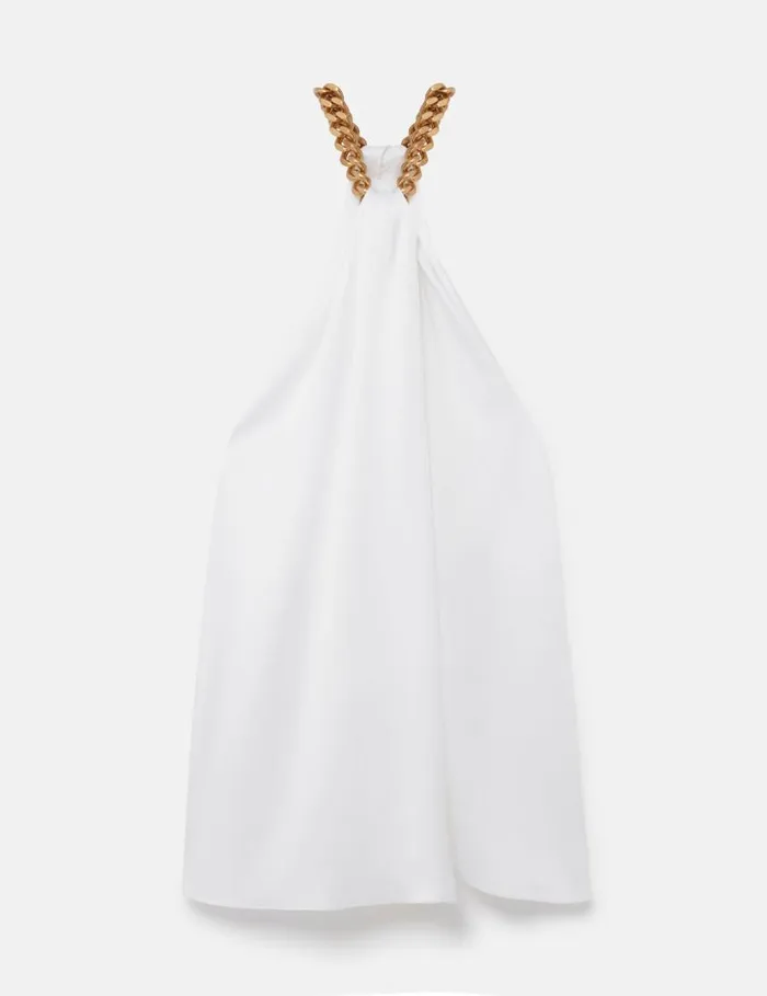 Women Chain Halterneck Satin Top Pure White Stella McCartney Shirts And Tops