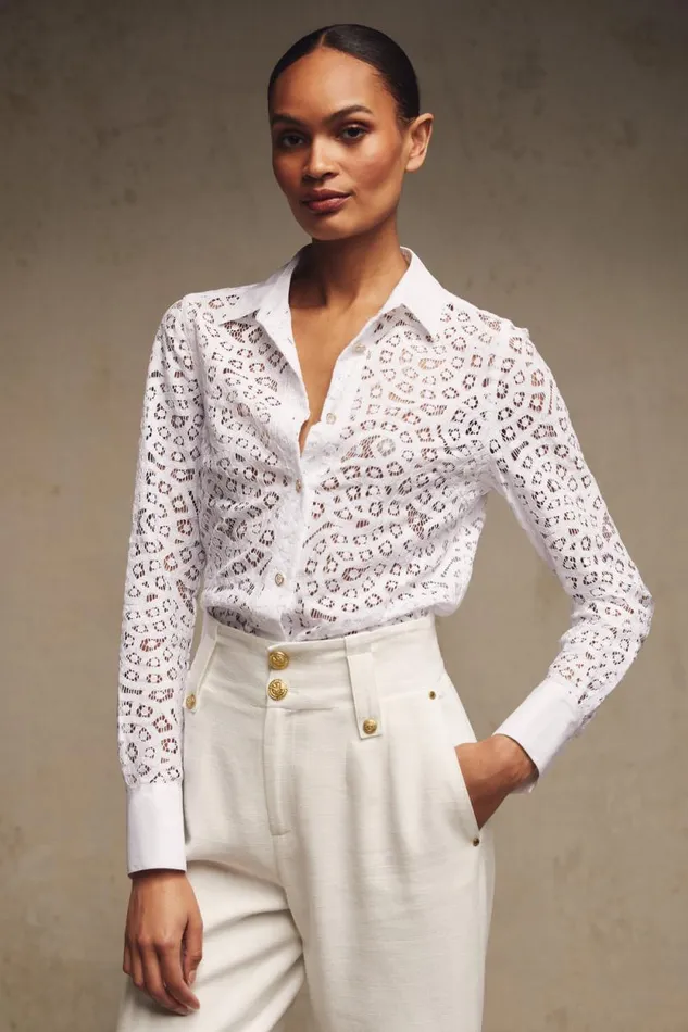 Women Classic Lace Shirt White Holland Cooper Shirts and Blouses