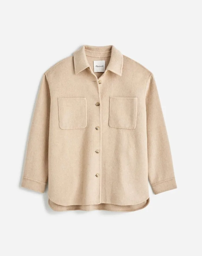 Women Coats Jackets Madewell DoubleFaced Long ShirtJacket Maple Oatmeal Melange