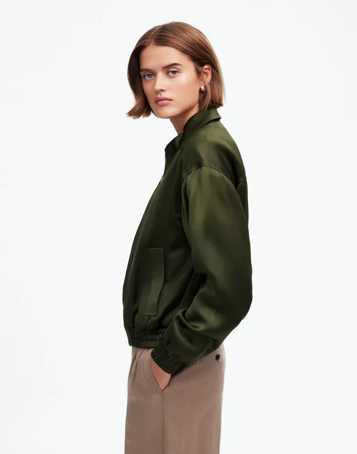 Women Coats Jackets Madewell Relaxed ZipFront Bomber Jacket Mossy Umber