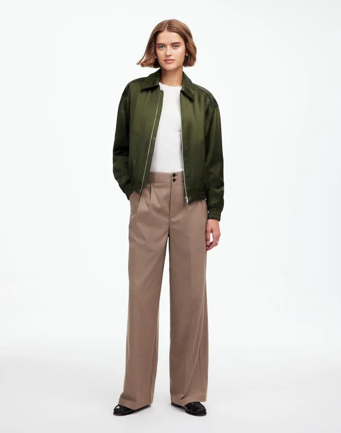 Women Coats Jackets Madewell Relaxed ZipFront Bomber Jacket Mossy Umber