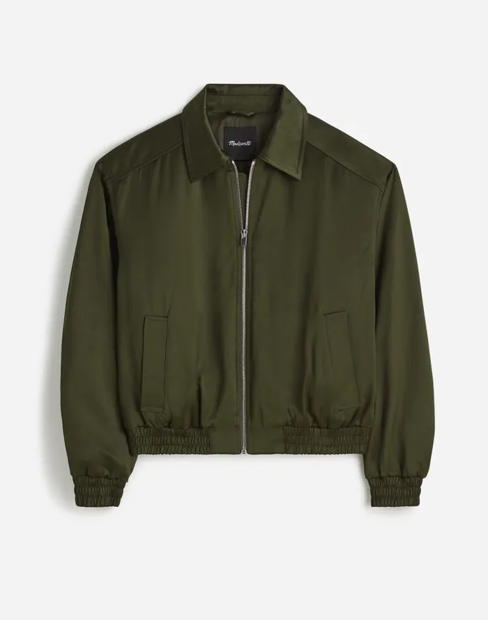 Women Coats Jackets Madewell Relaxed ZipFront Bomber Jacket Mossy Umber
