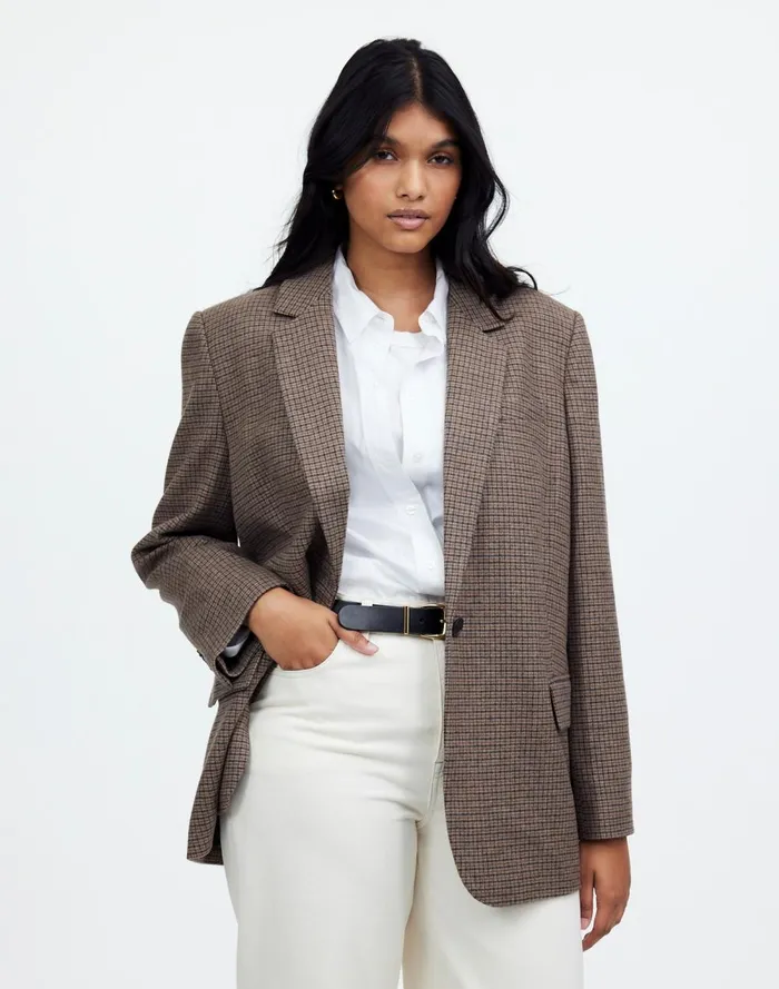 Women Coats Jackets Madewell The Plus Kline Blazer Parton Check