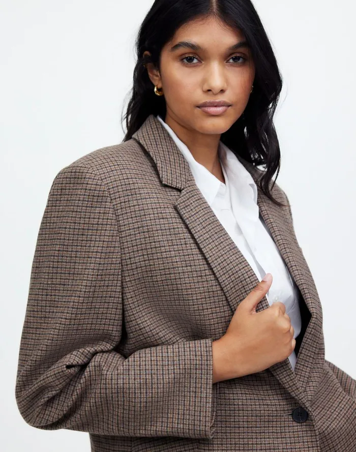 Women Coats Jackets Madewell The Plus Kline Blazer Parton Check