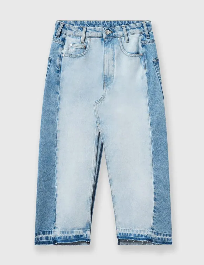 Women Contrast Panel Denim Skirt Blue Stella McCartney Skirts
