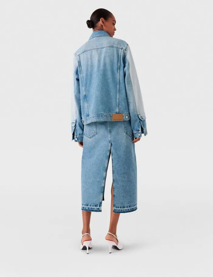 Women Contrast Panel Denim Skirt Blue Stella McCartney Skirts