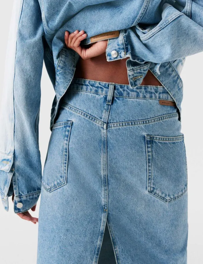 Women Contrast Panel Denim Skirt Blue Stella McCartney Skirts
