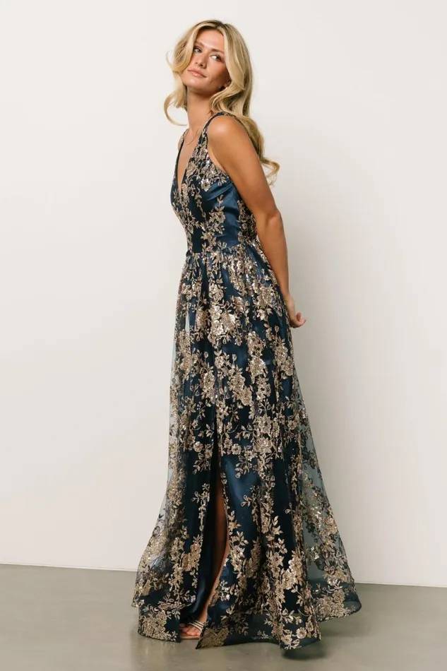 Women Cosette Sequin Shimmer Gown Navy Gold Baltic Born Tulle Styles Women Cosette Sequin Shimmer Gown Navy Gold Baltic Born Tulle Styles