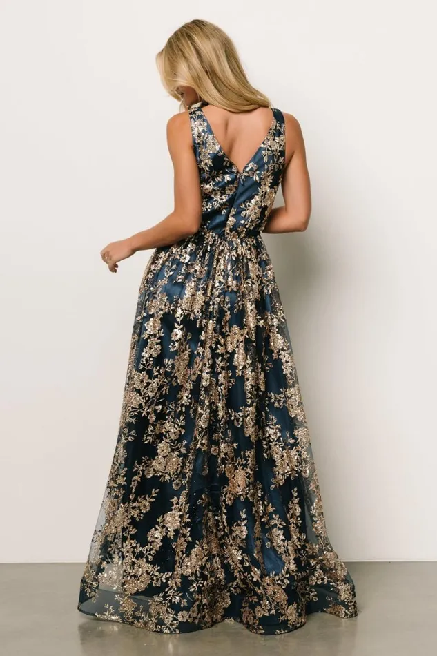 Women Cosette Sequin Shimmer Gown Navy Gold Baltic Born Tulle Styles Women Cosette Sequin Shimmer Gown Navy Gold Baltic Born Tulle Styles