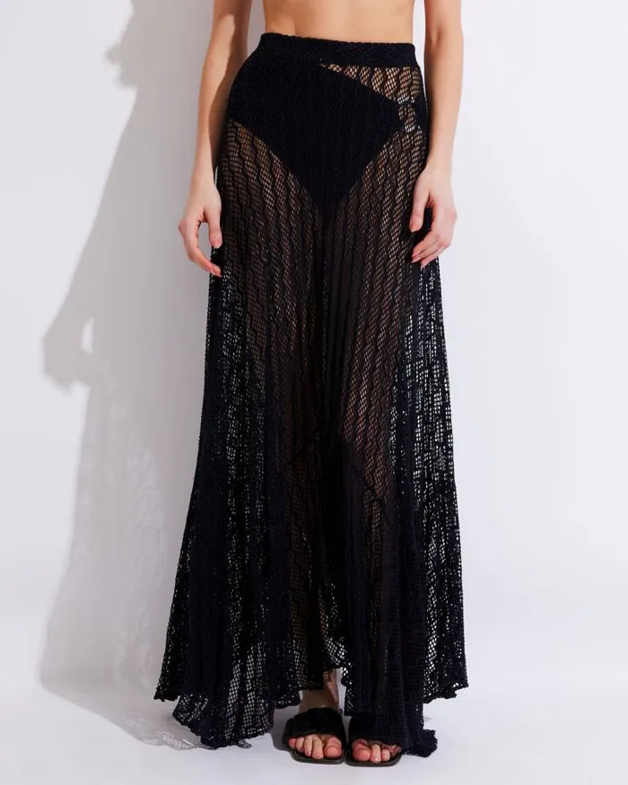 Women CoverUps PatBO LACE BEACH SKIRT Black