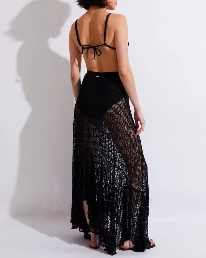 Women CoverUps PatBO LACE BEACH SKIRT Black