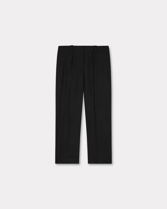 Women Cropped Pants In Virgin Wool Black Kenzo Pants And Shorts