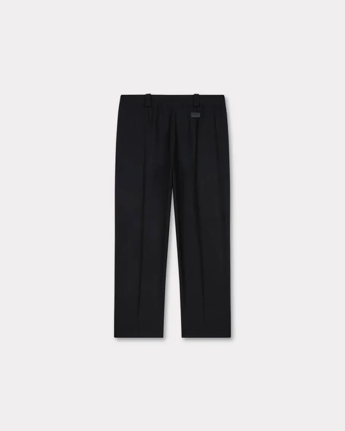 Women Cropped Pants In Virgin Wool Black Kenzo Pants And Shorts