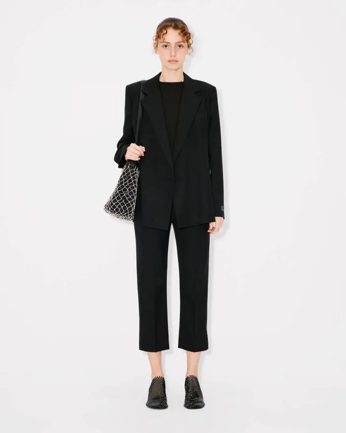 Women Cropped Pants In Virgin Wool Black Kenzo Pants And Shorts