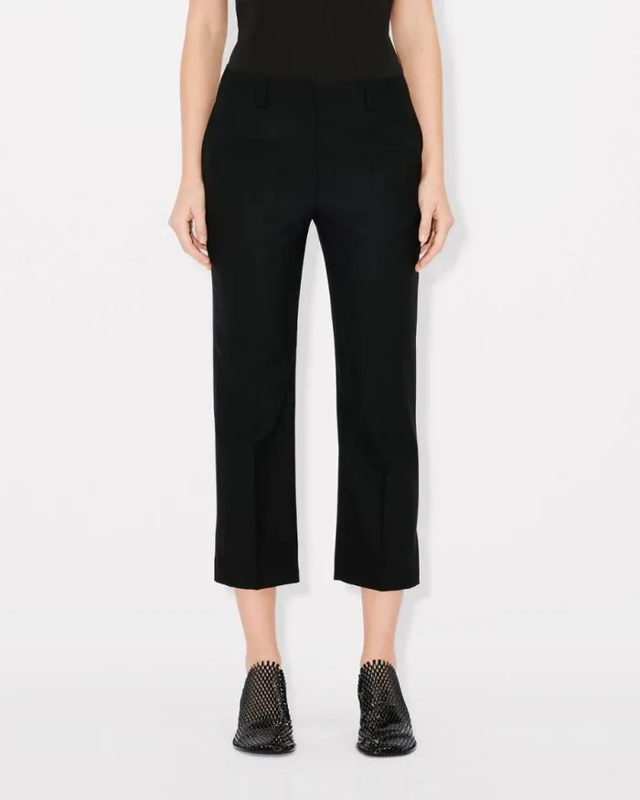 Women Cropped Pants In Virgin Wool Black Kenzo Pants And Shorts