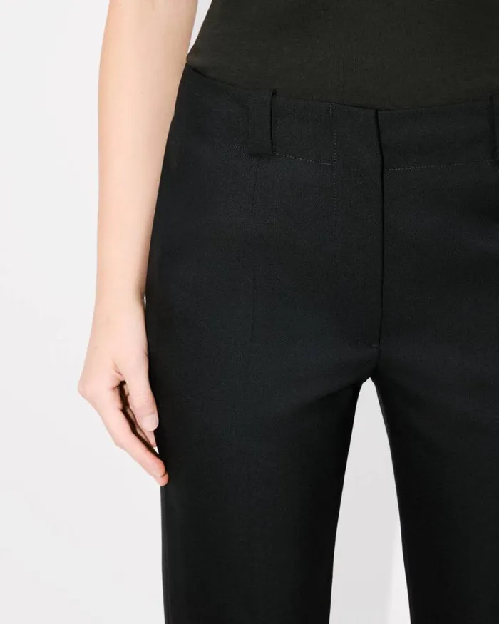 Women Cropped Pants In Virgin Wool Black Kenzo Pants And Shorts