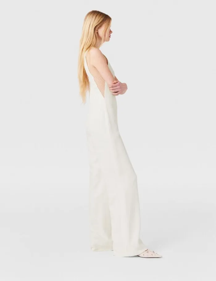 Women Crystal Mesh Deep V Jumpsuit Pure White Stella McCartney Jumpsuits Women Crystal Mesh Deep V Jumpsuit Pure White Stella McCartney Jumpsuits