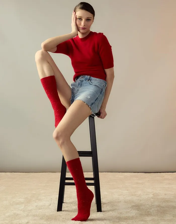 Women Cynthia Rowley Accessories Crochet Wool Socks Red Women Cynthia Rowley Accessories Crochet Wool Socks Red