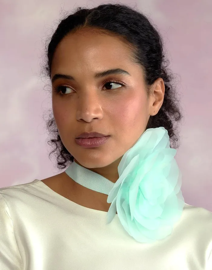 Women Cynthia Rowley Accessories Organza Flower Ties Mint Women Cynthia Rowley Accessories Organza Flower Ties Mint