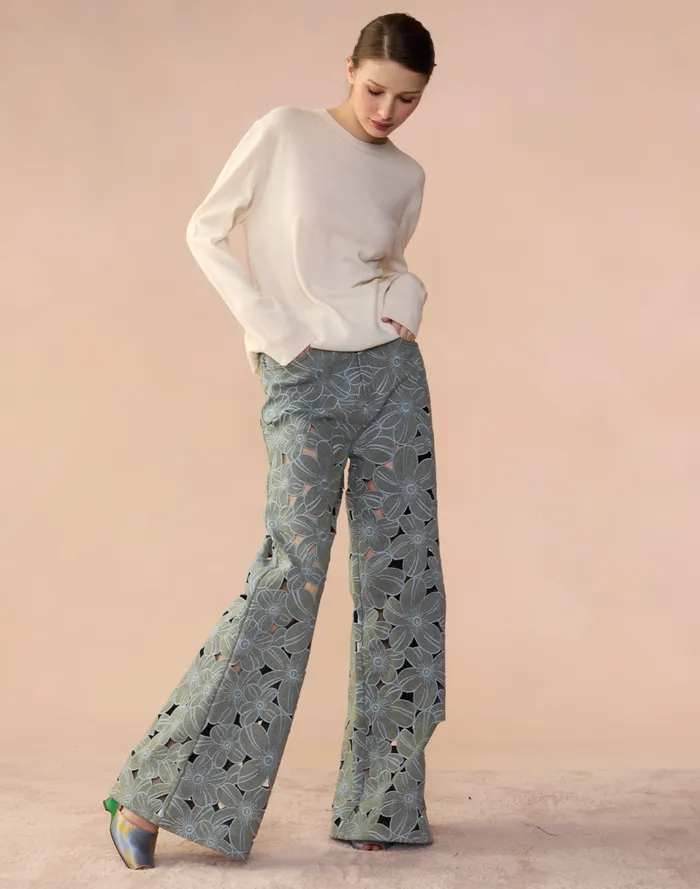 Women Cynthia Rowley Bottoms Flora Cutout Jeans Lghwsh Women Cynthia Rowley Bottoms Flora Cutout Jeans Lghwsh