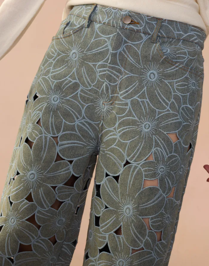 Women Cynthia Rowley Bottoms Flora Cutout Jeans Lghwsh Women Cynthia Rowley Bottoms Flora Cutout Jeans Lghwsh