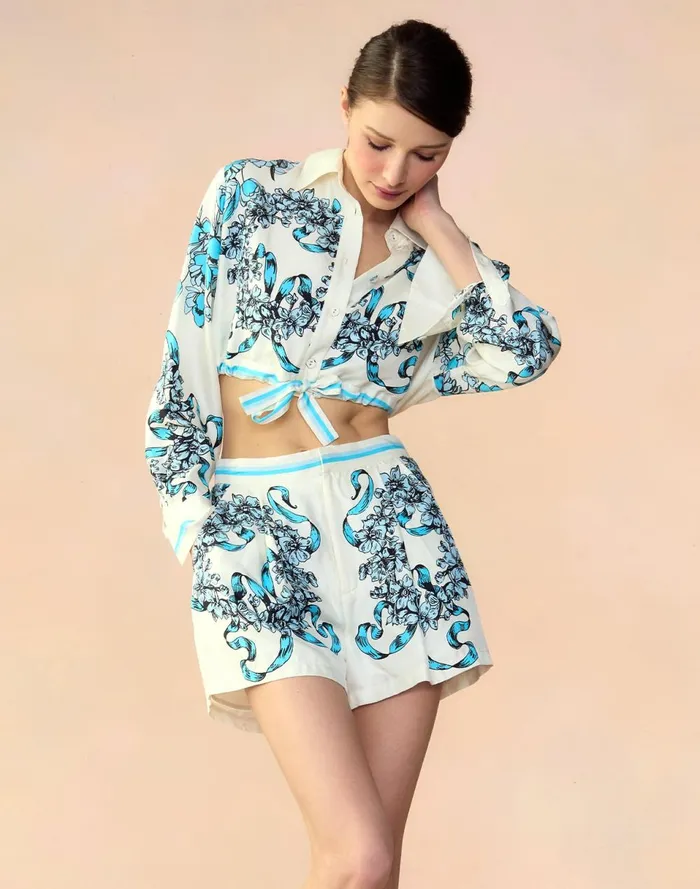Women Cynthia Rowley Bottoms Marseille Shorts Wtblu Women Cynthia Rowley Bottoms Marseille Shorts Wtblu