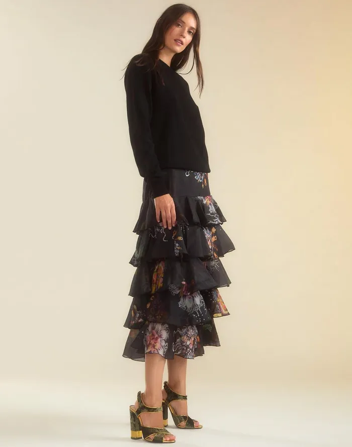 Women Cynthia Rowley Bottoms Prim Silk Organza Skirt Blkfl