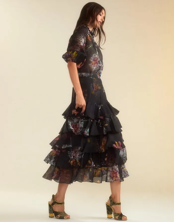 Women Cynthia Rowley Bottoms Prim Silk Organza Skirt Blkfl Women Cynthia Rowley Bottoms Prim Silk Organza Skirt Blkfl